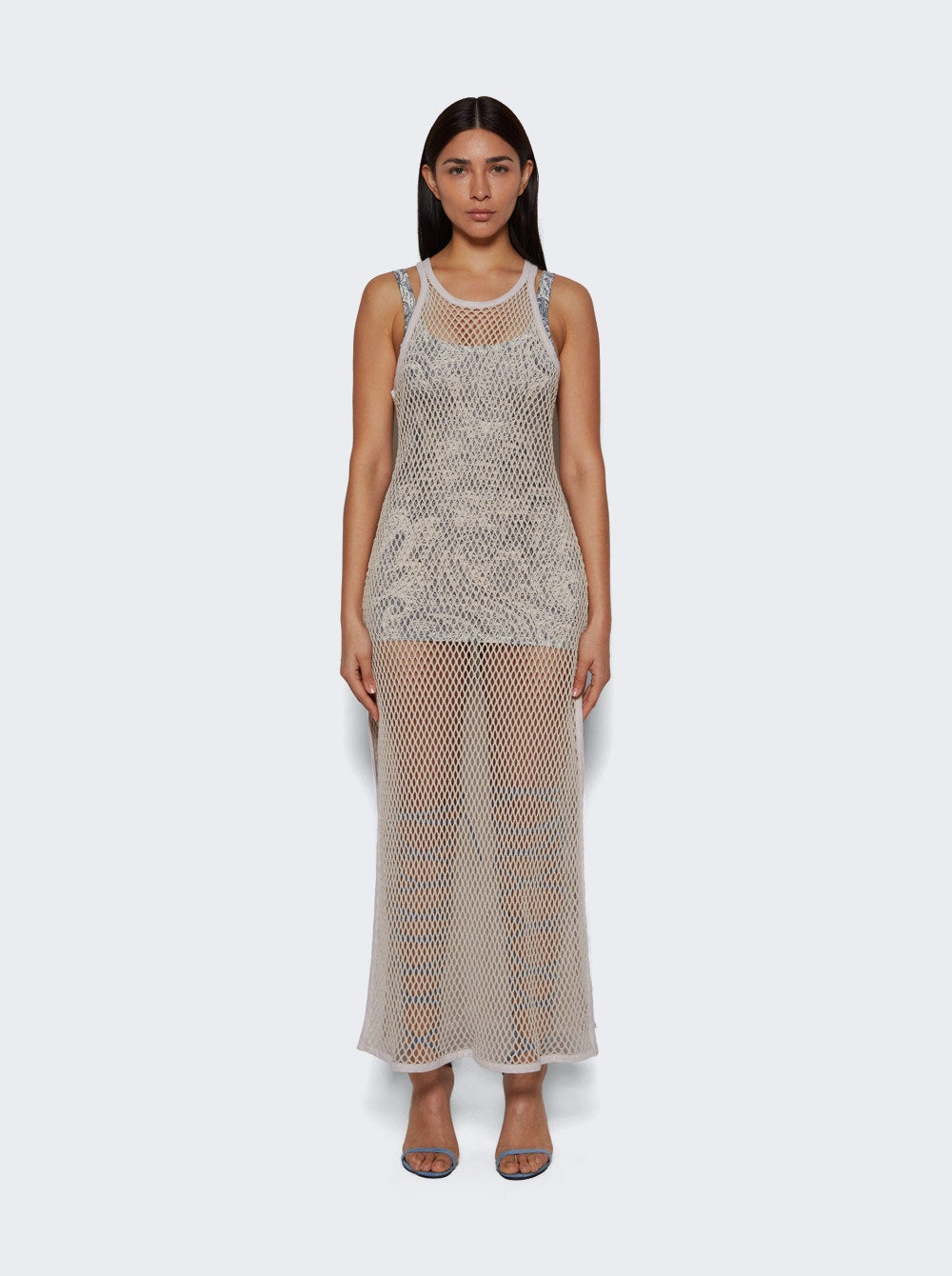 Women | Etro | Knitted Mesh Dress | Off White & Blue