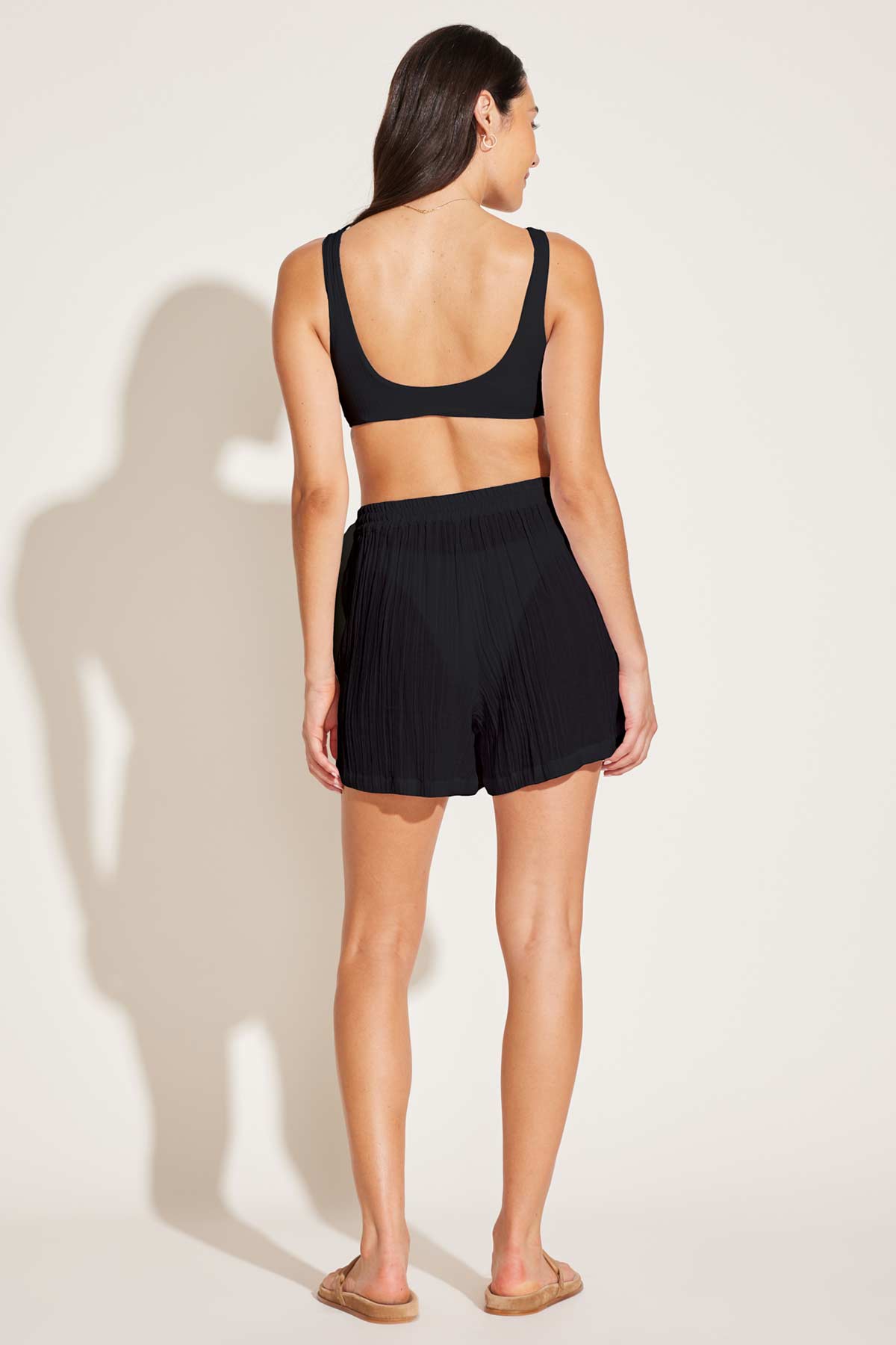 Costa Short | Black Crinkle Organic Cotton