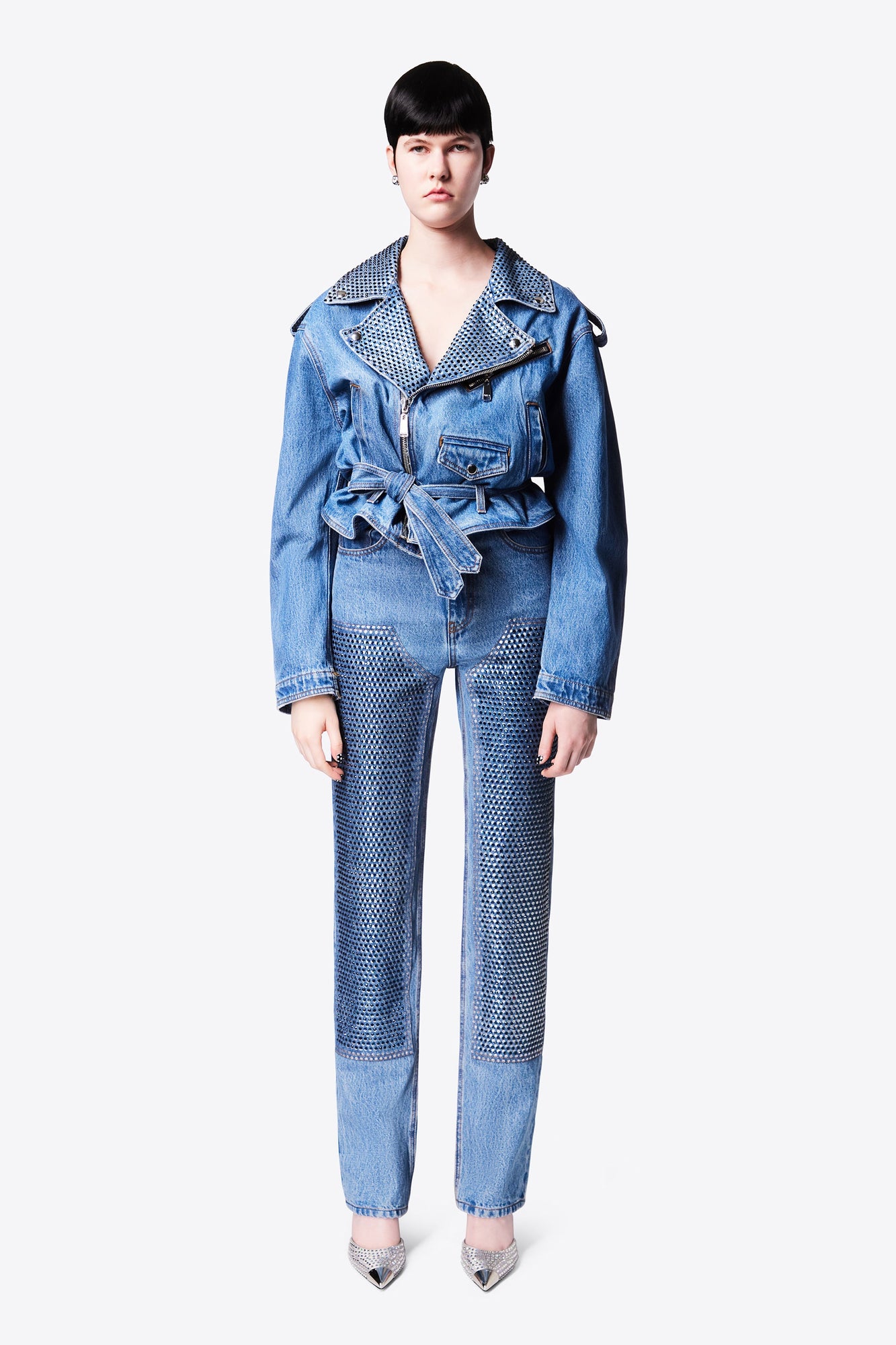 Crystal Embellished Straight Leg Jean