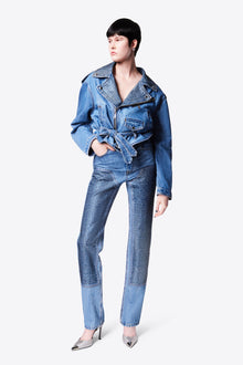 Crystal Embellished Straight Leg Jean