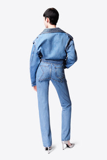 Crystal Embellished Straight Leg Jean