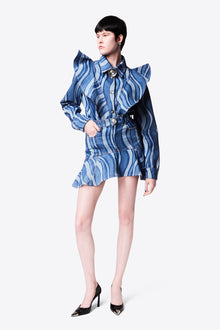 Sunray Denim Ruffle Bib Shirt