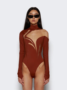 Women | Mugler | Sienna Swirly Bodysuit | Brown & Nude