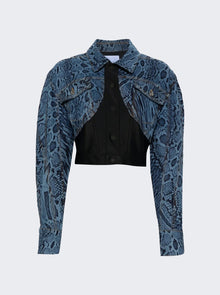 Women | Mugler | Snake Print Jacket | Medium Blue