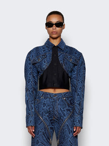 Women | Mugler | Snake Print Jacket | Medium Blue