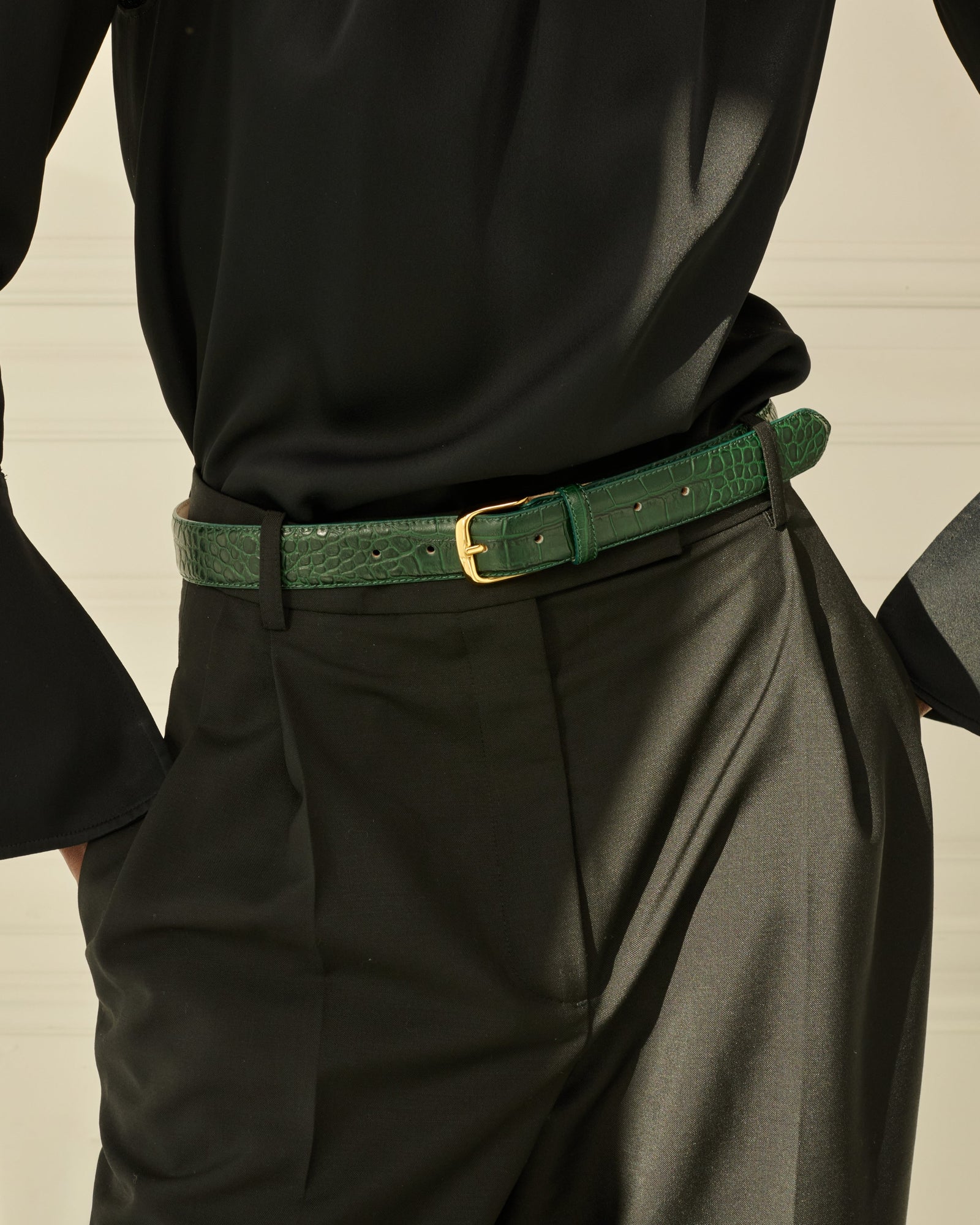No. 4 Belt | Emerald Croc/Gold