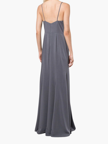 Crema Deep V Gown | Steel Blue