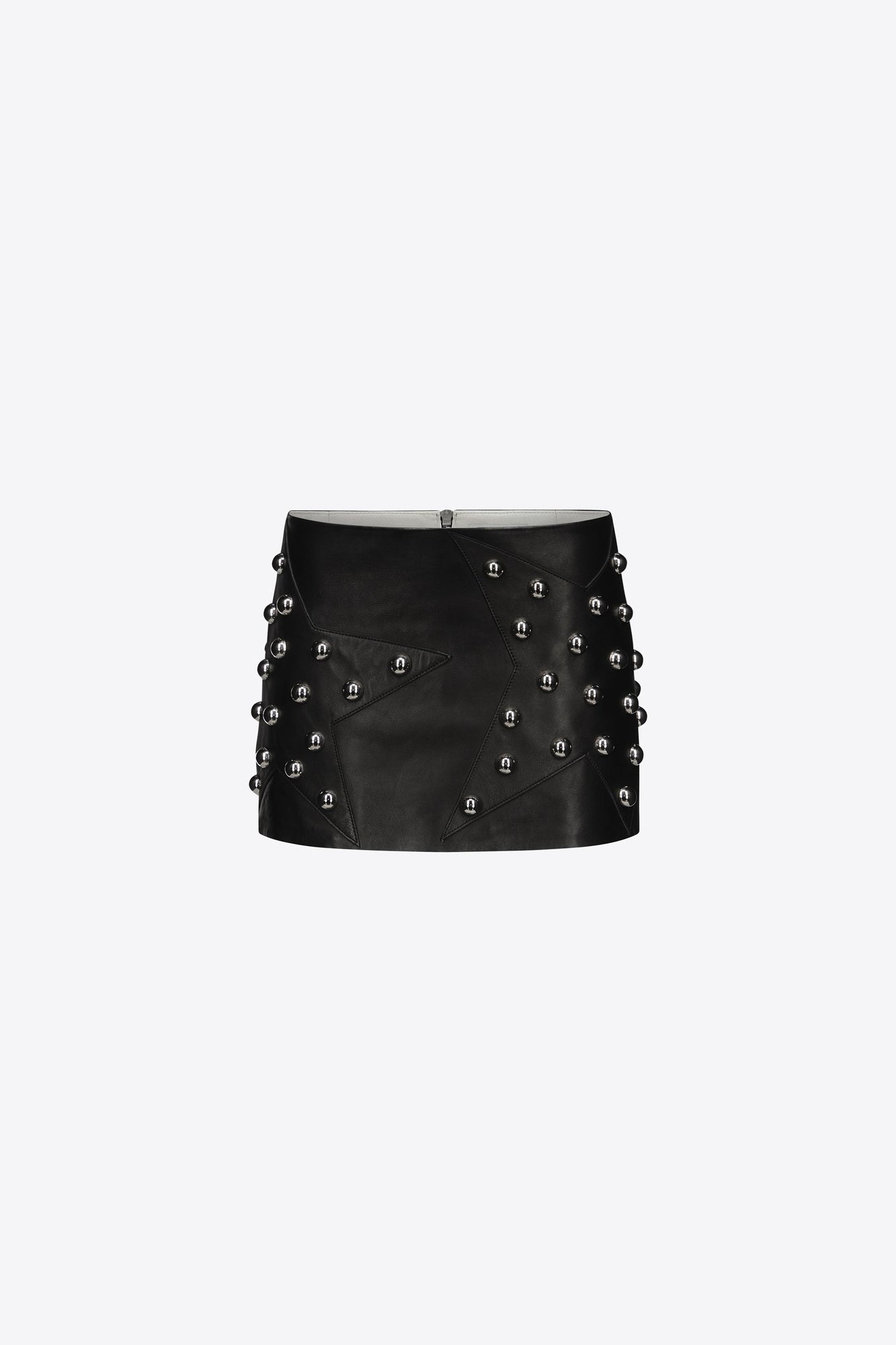 Studded Polka Dot Leather Skirt | Black