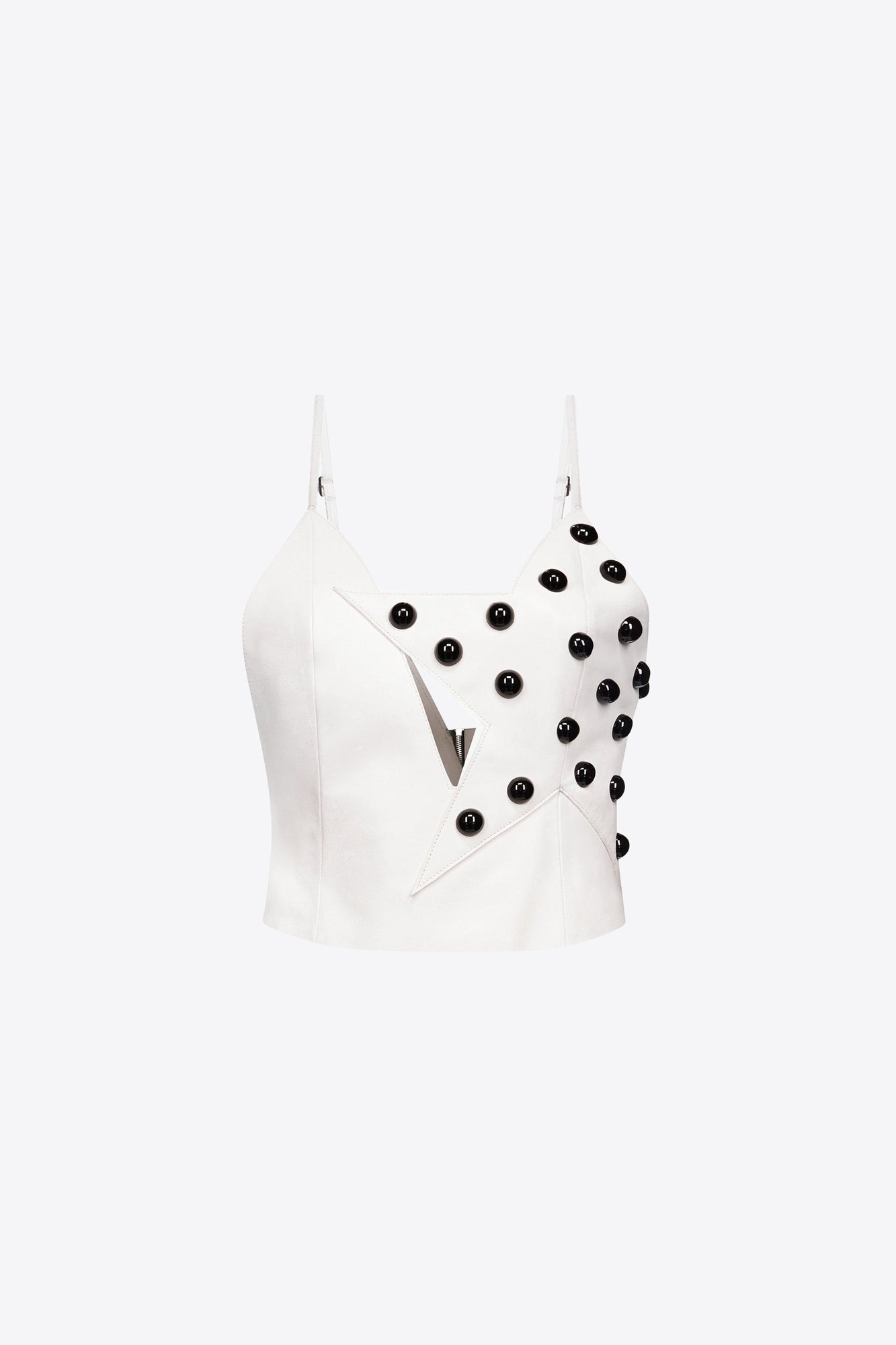 Studded Polka Dot Leather Top | Off White