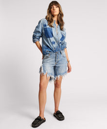 Frankies Low Waist Long Length Denim Shorts | Hollywood