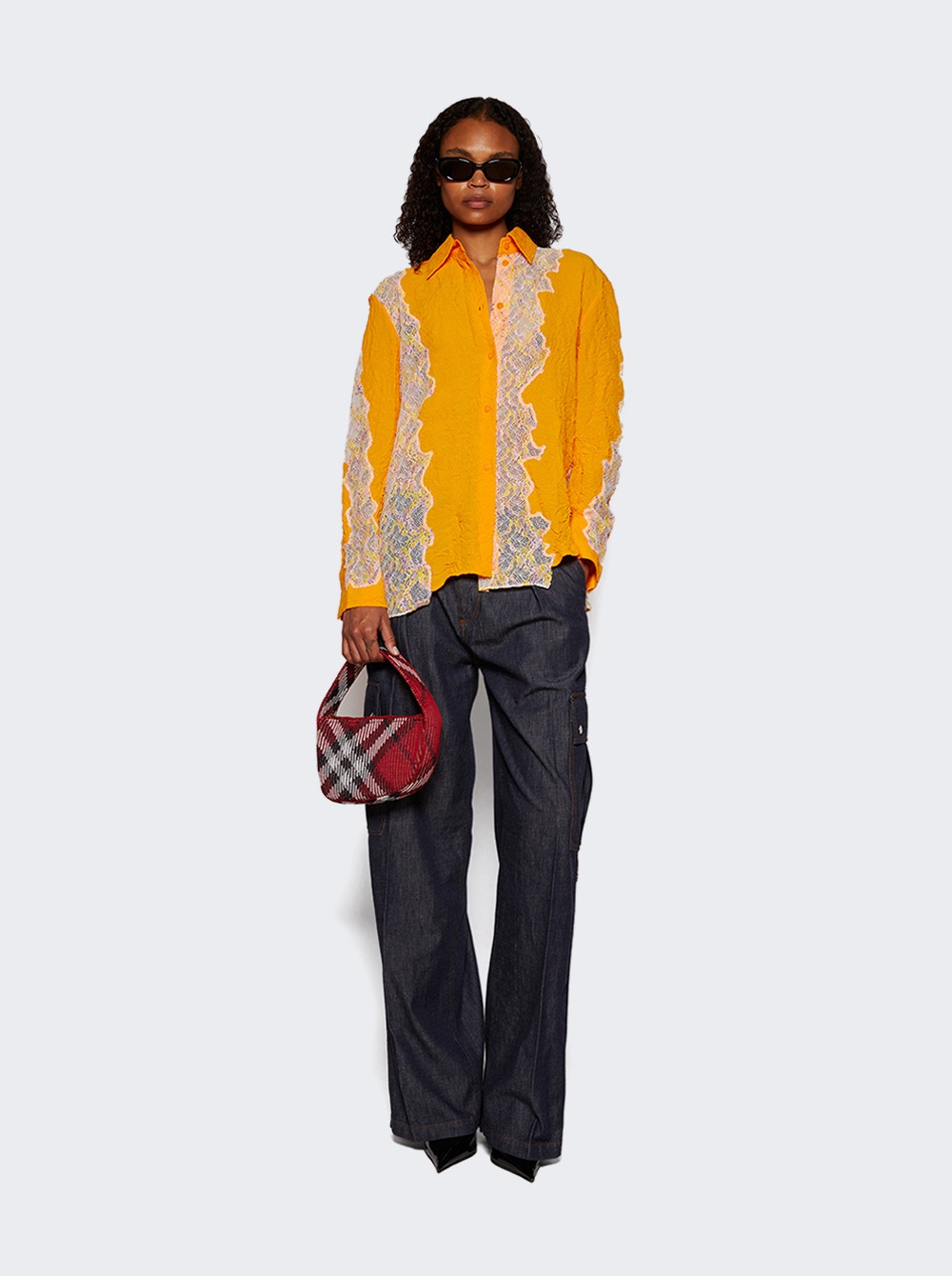 Women | Christopher Esber | Crimped Lace Shirt | Orange