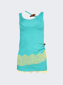 Women | Christopher Esber | Corrugated Lace Toggle Dress Teal | Blue