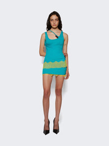 Women | Christopher Esber | Corrugated Lace Toggle Dress Teal | Blue