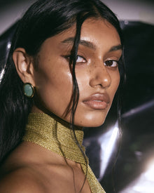 Sunset Stone Studs | Silver | Green Jade