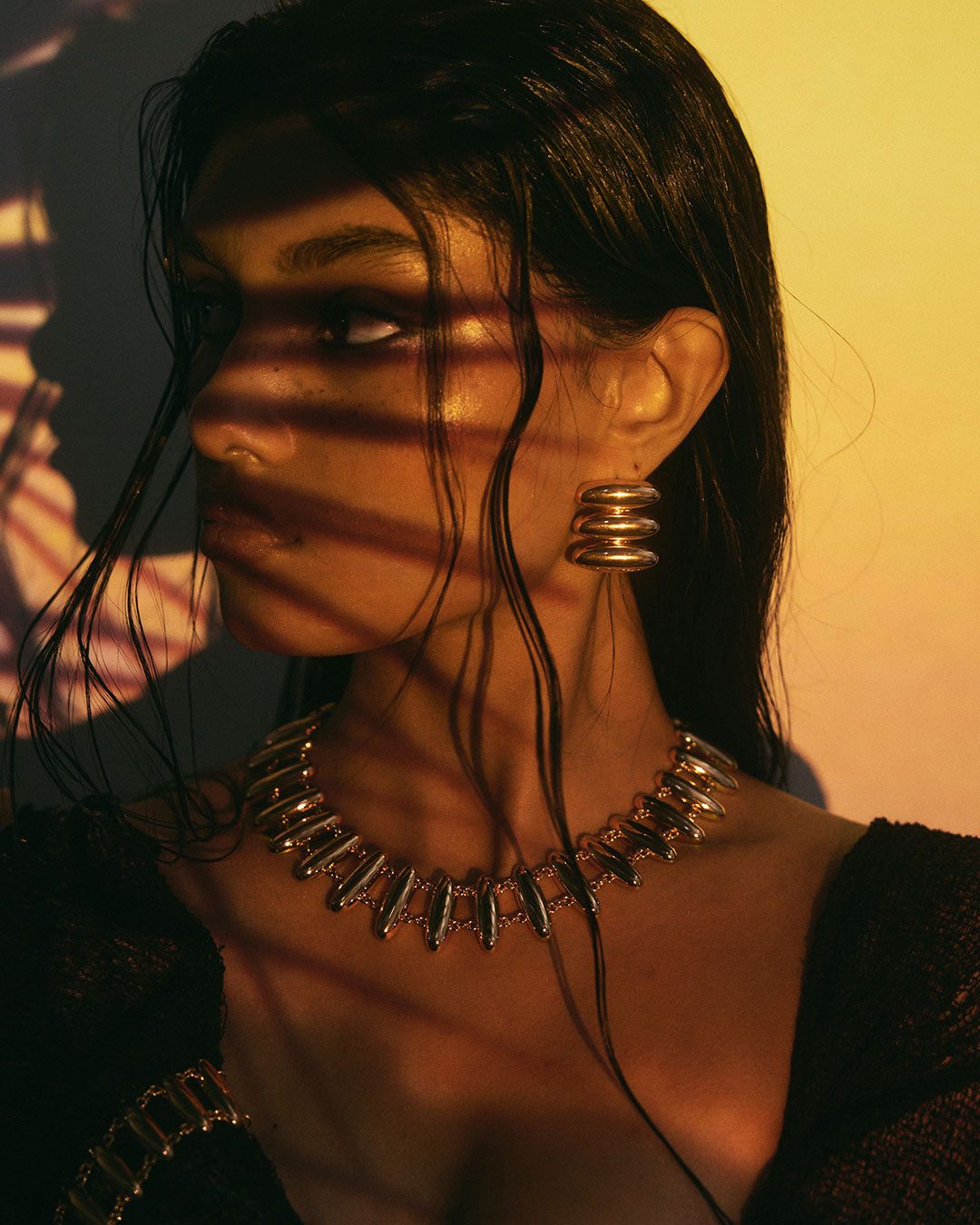 The Milan Bead Stud Necklace | Silver