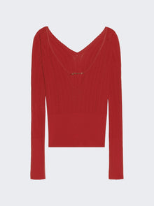 Women | Jacquemus | Long Sleeve Scalloped Top Dark | Red