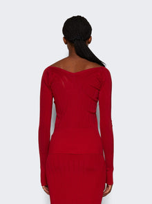 Women | Jacquemus | Long Sleeve Scalloped Top Dark | Red
