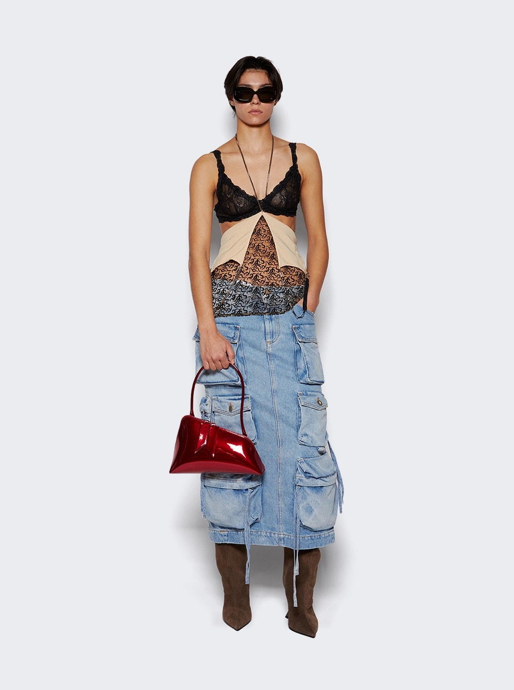Women | The Attico | Denim Midi Skirt | Sku Blue