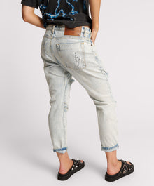 Saints Low Waist Boyfriend Denim Jeans | Florence Painted