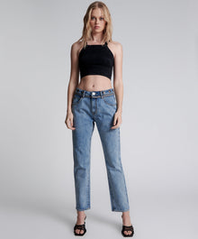 Truckers Mid Waist Straight Leg Denim Jeans | Hollywood Hills