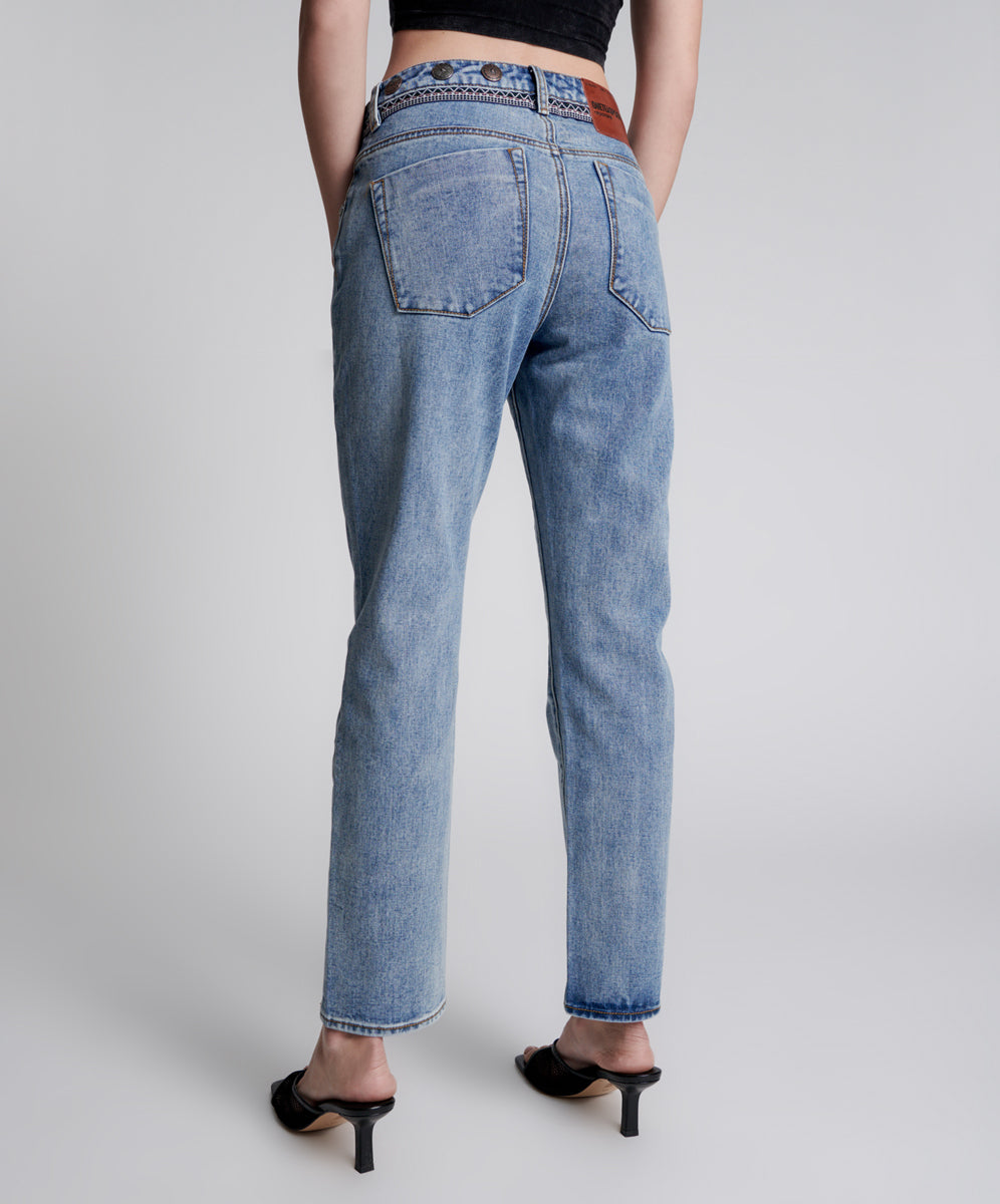 Truckers Mid Waist Straight Leg Denim Jeans | Hollywood Hills