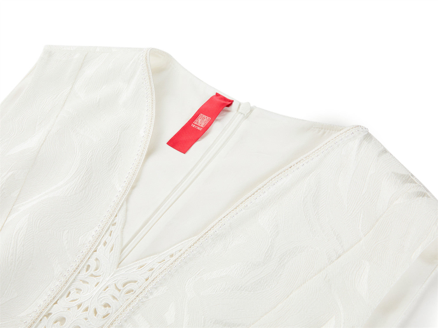 Mulberry Silk Waist-Fitted Dress | White