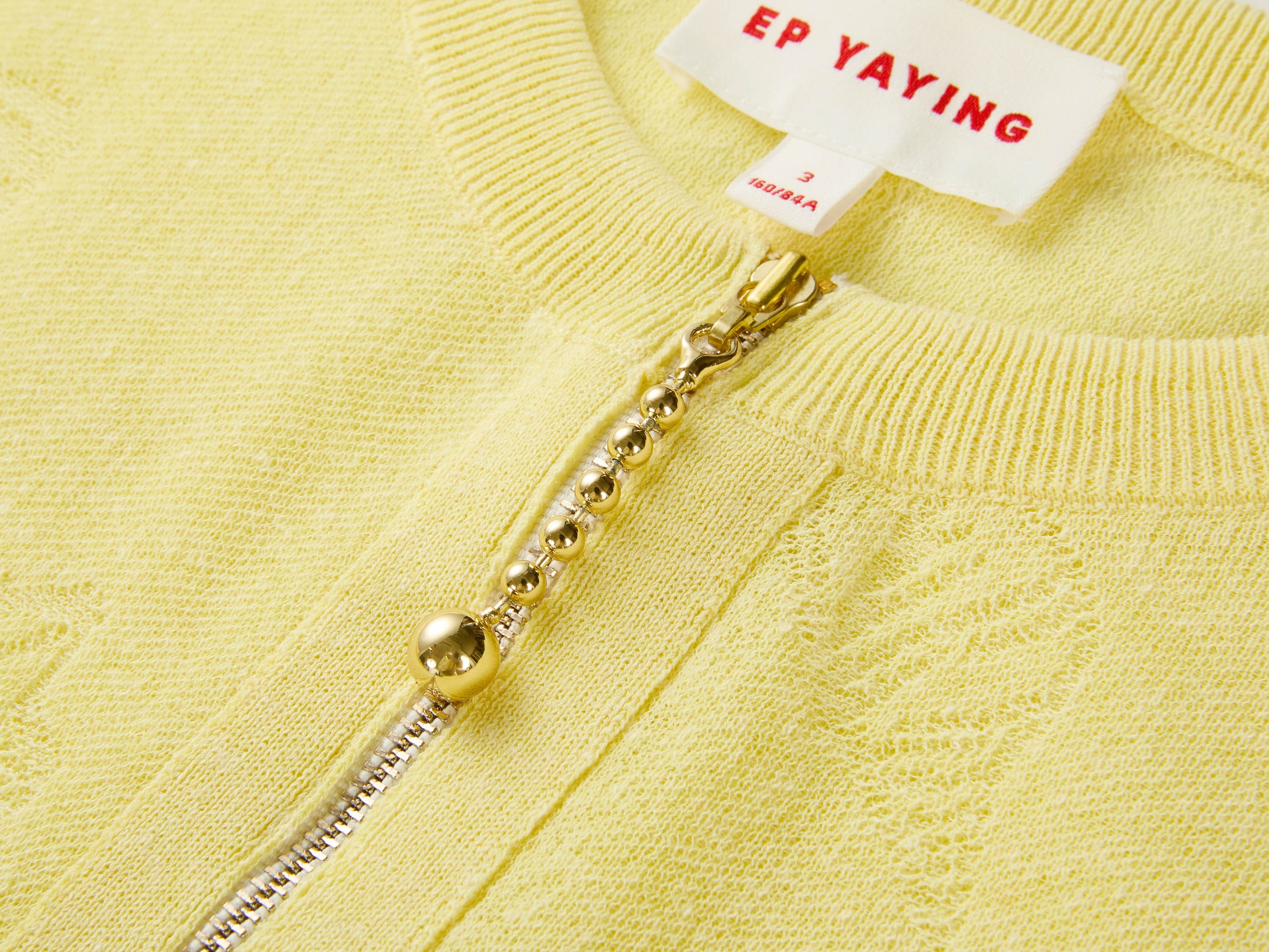 Linen Blended Round Neck Knit Cardigan | Yellow