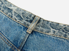 Sophisticated High-Waist Cotton Jacquard Jeans | Blue