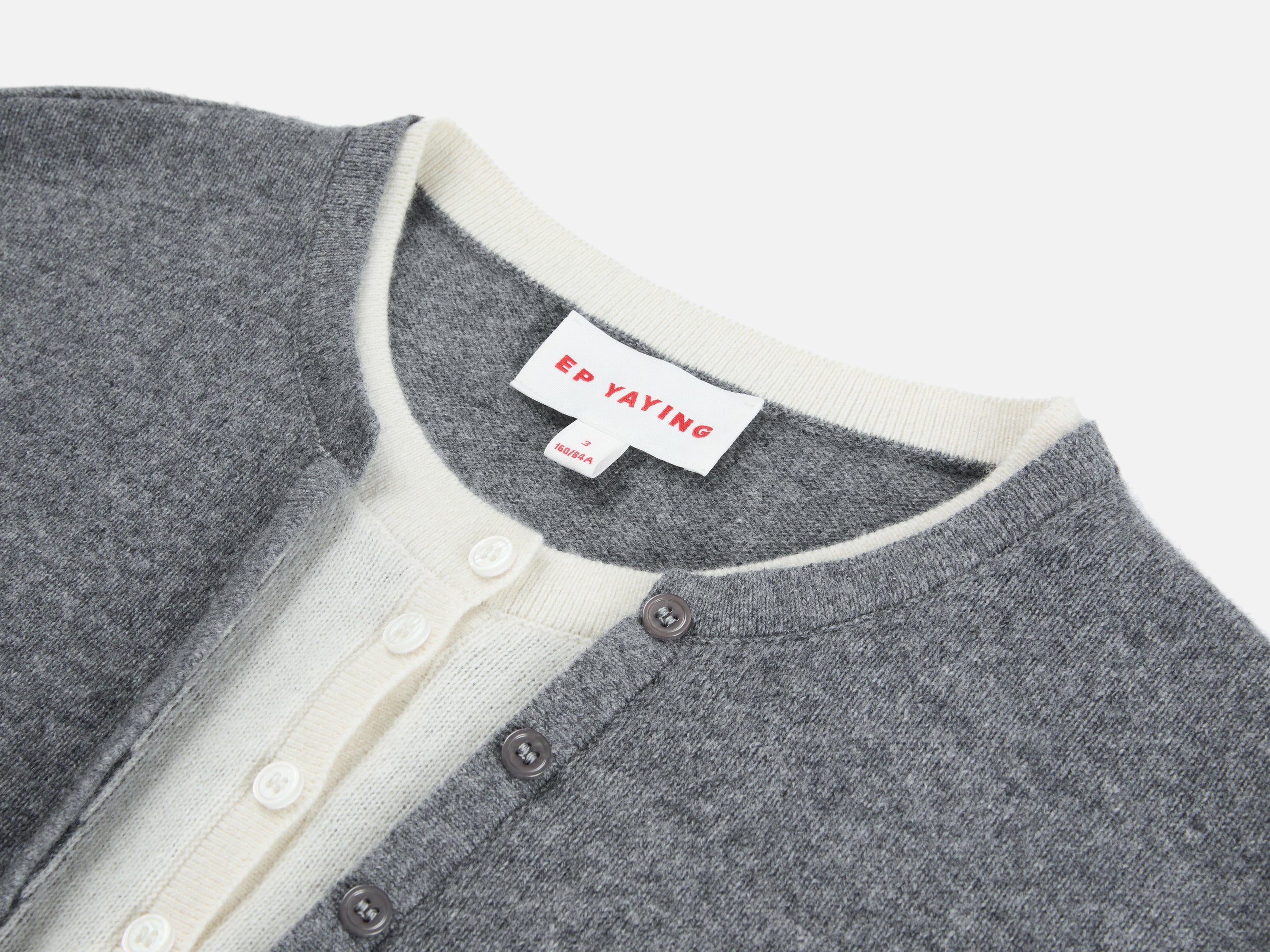Layered Collar Soft Wool Cashmere Old Money Style Sweater | Grey
