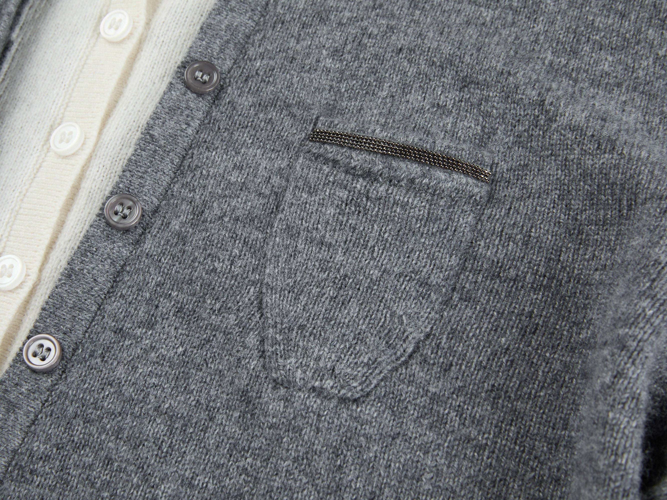 Layered Collar Soft Wool Cashmere Old Money Style Sweater | Grey