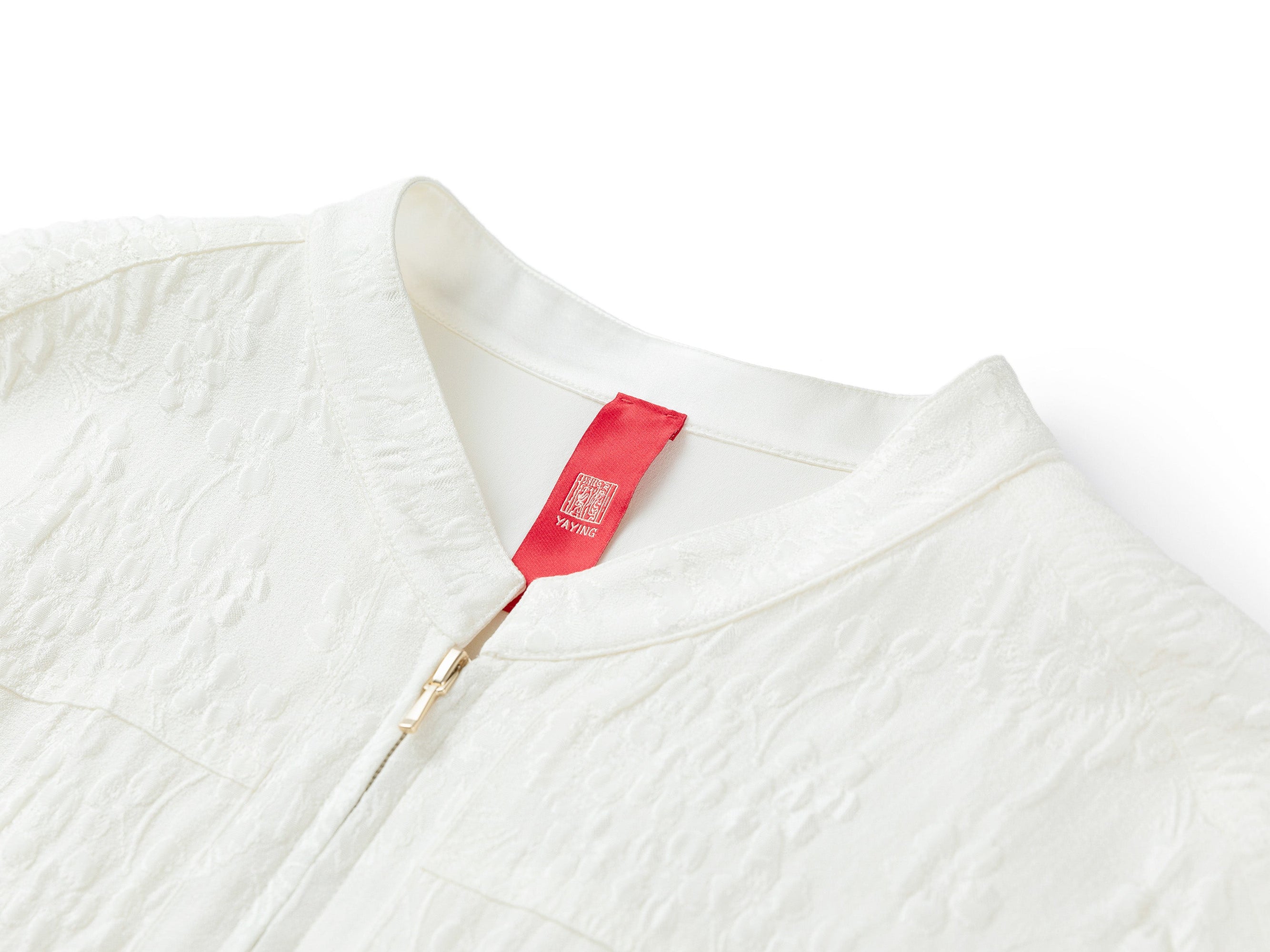 Acetate Jacquard Waist-Defining Dress | White