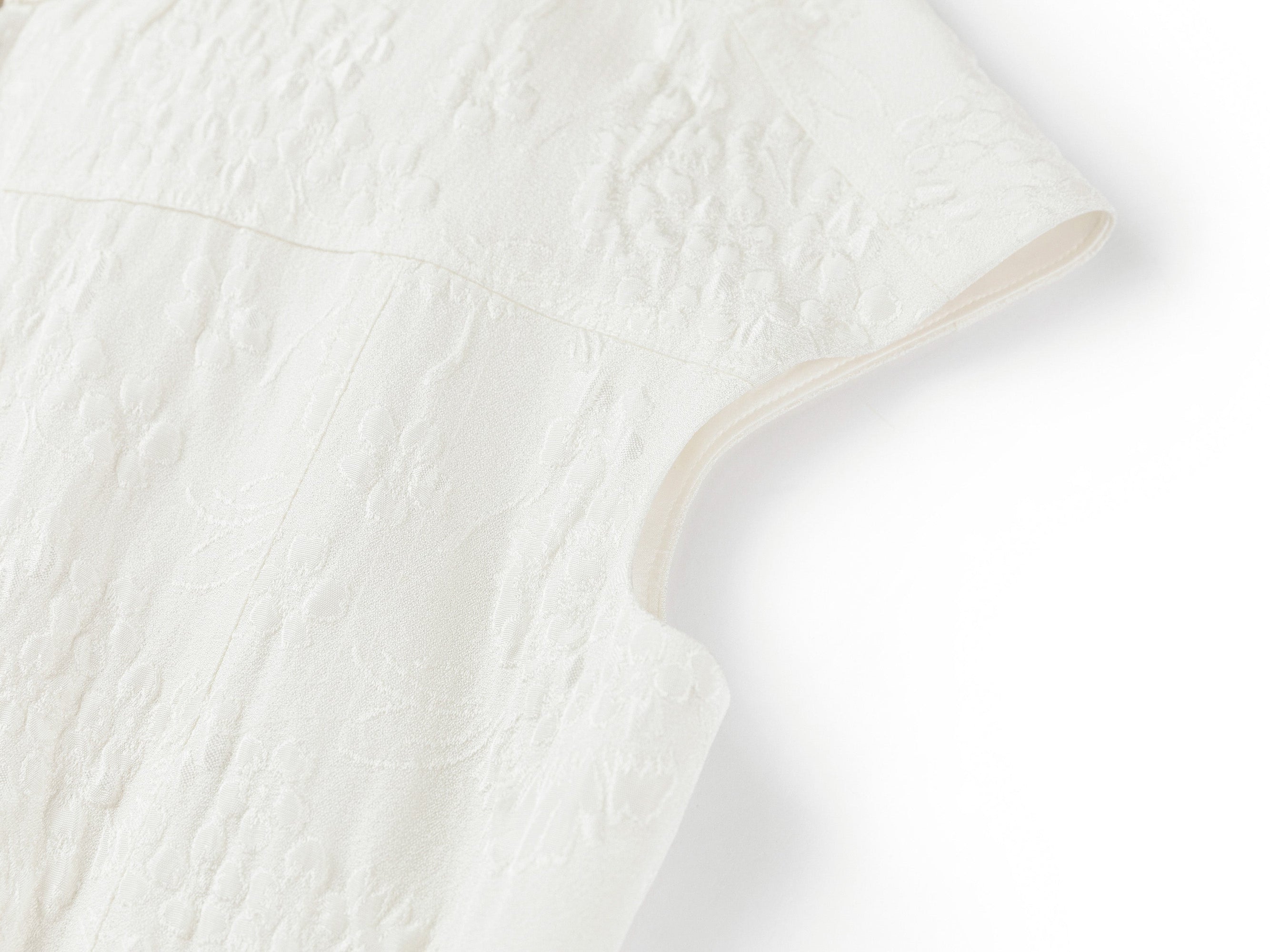 Acetate Jacquard Waist-Defining Dress | White