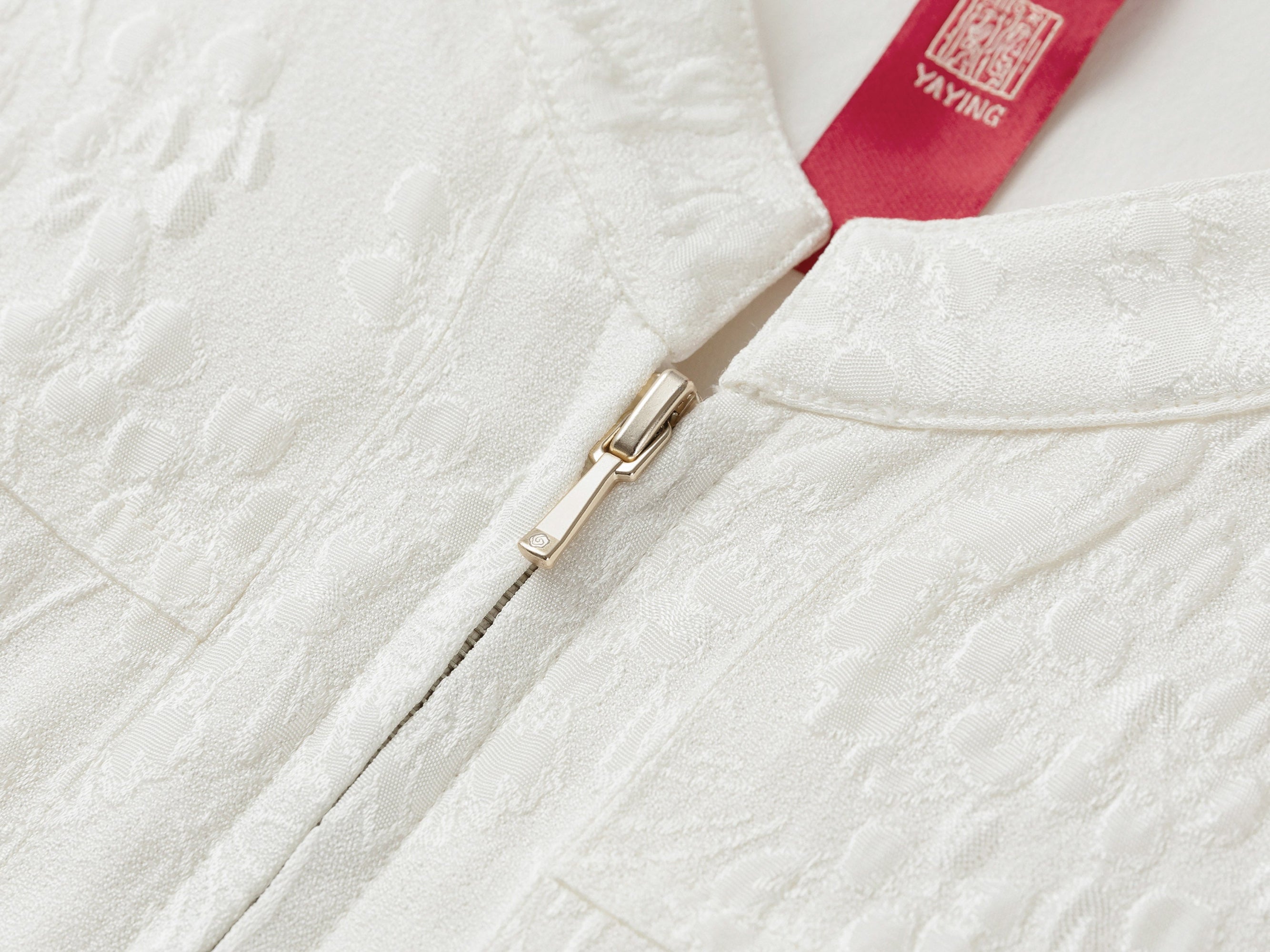 Acetate Jacquard Waist-Defining Dress | White
