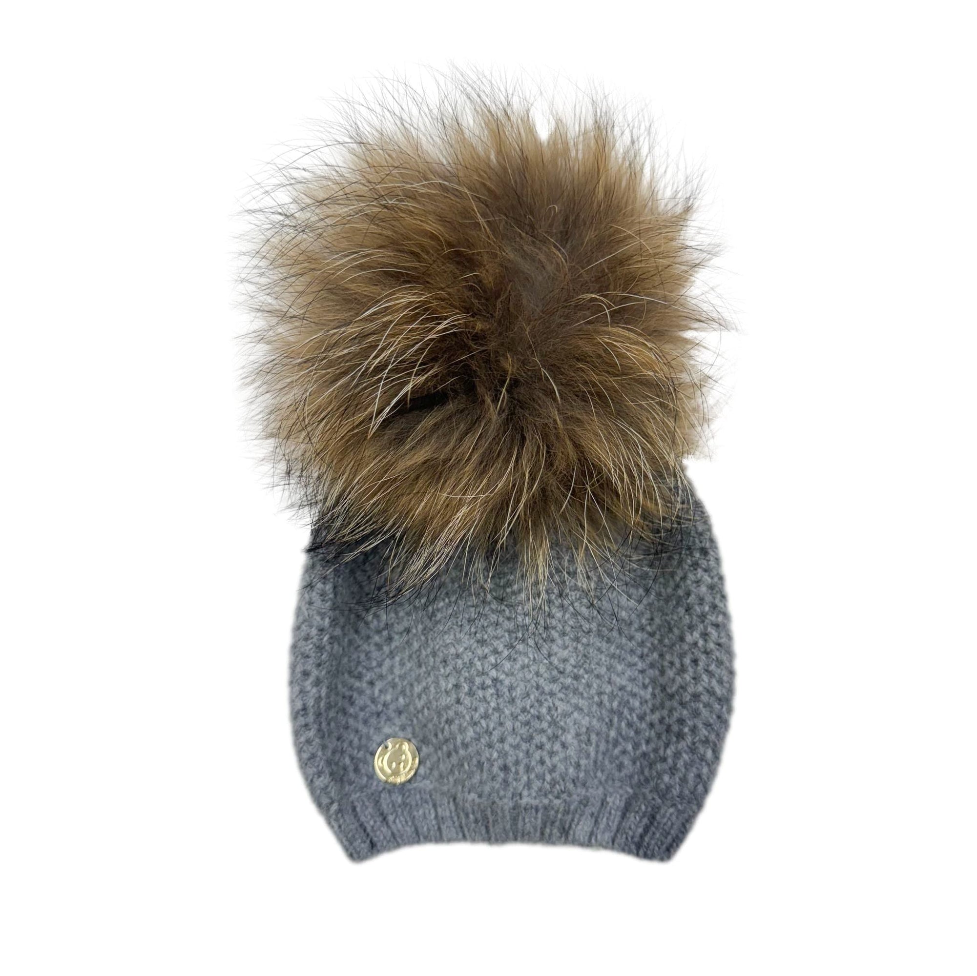 Honeycomb Grey Cashmere Beanie Hats  | Grey