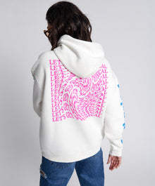 Get Physical Oversized Sweater Hoody with Front Logo | White