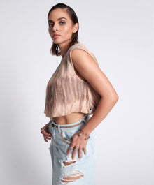 Hand Dyed Backless Bubble Top | Acid Sky