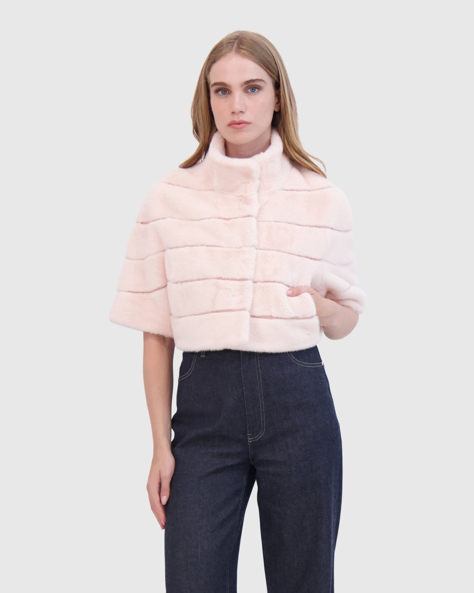 THEIA | Fur-Free Mink (Faux Fur) Bolero | Pink