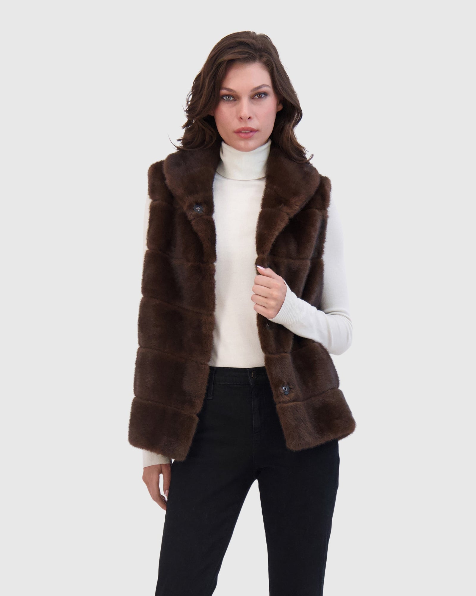 THEIA | Fur-Free Mink (Faux Fur) Vest  | Brown