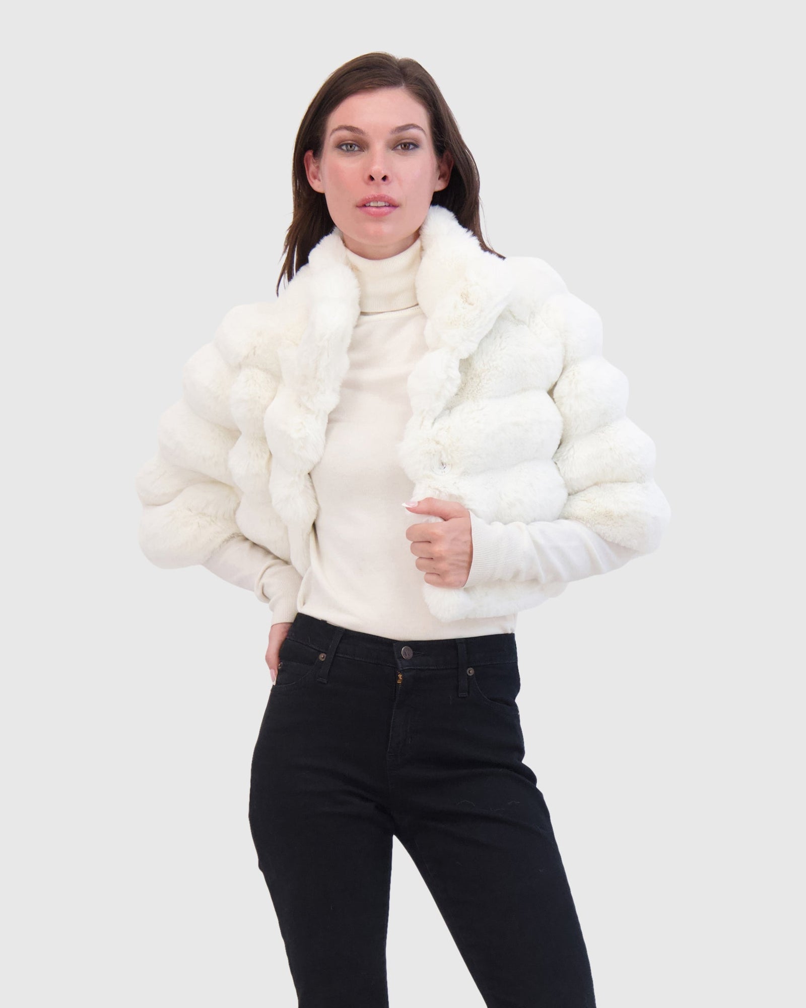 THEIA | Fur-Free Chinchilla (Faux Fur) Bolero | White Chinch
