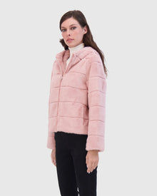 THEIA | Fur-Free Mink (Faux Fur) Hooded Jacket | Pink