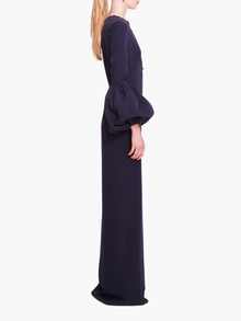 Puffed Sleeve Column Gown | Midnight