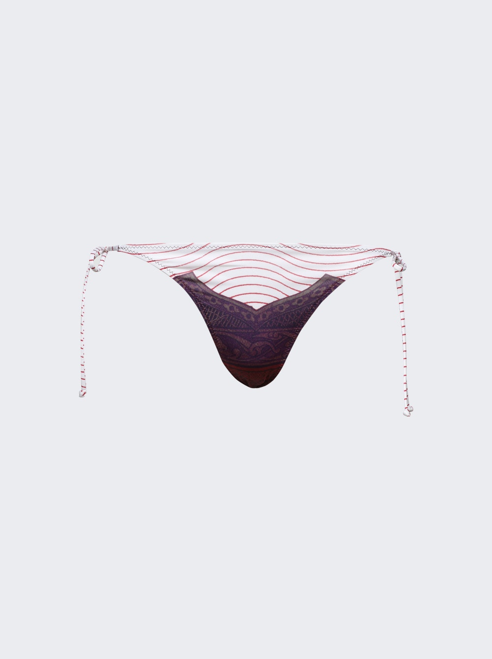 Women | Jean Paul Gaultier | Cartouche Printed Bikini Bottom | Burgundy
