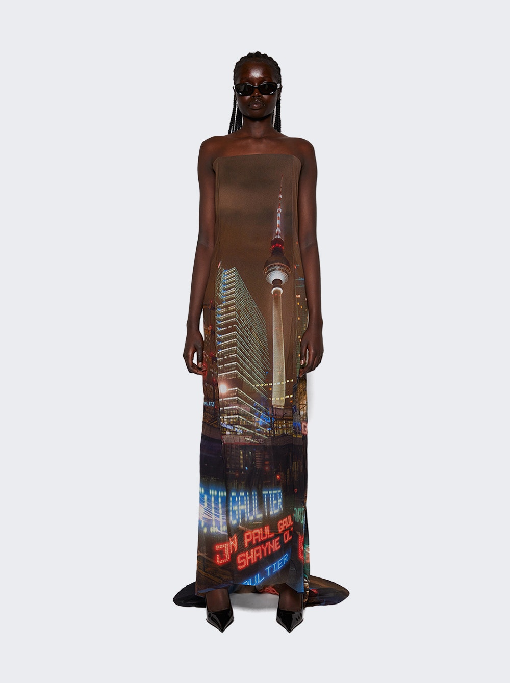 Women | Jean Paul Gaultier X Shayne Oliver | Mesh 3d Tube Fishtail Dress | City Print