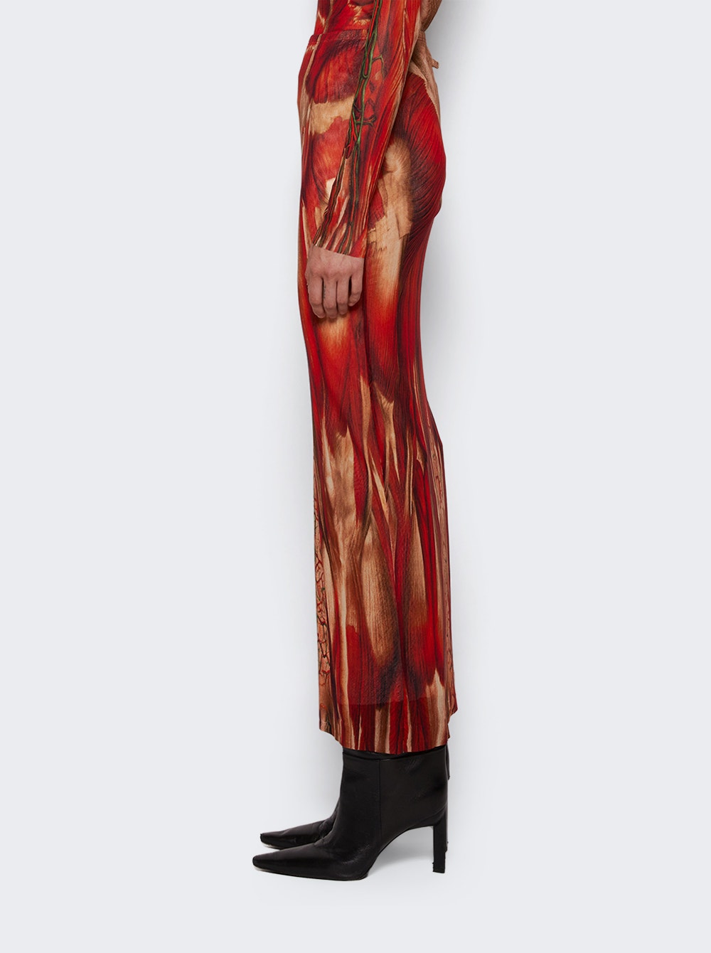 Women | Jean Paul Gaultier | Mesh Long Skirt | Red Écorché Print