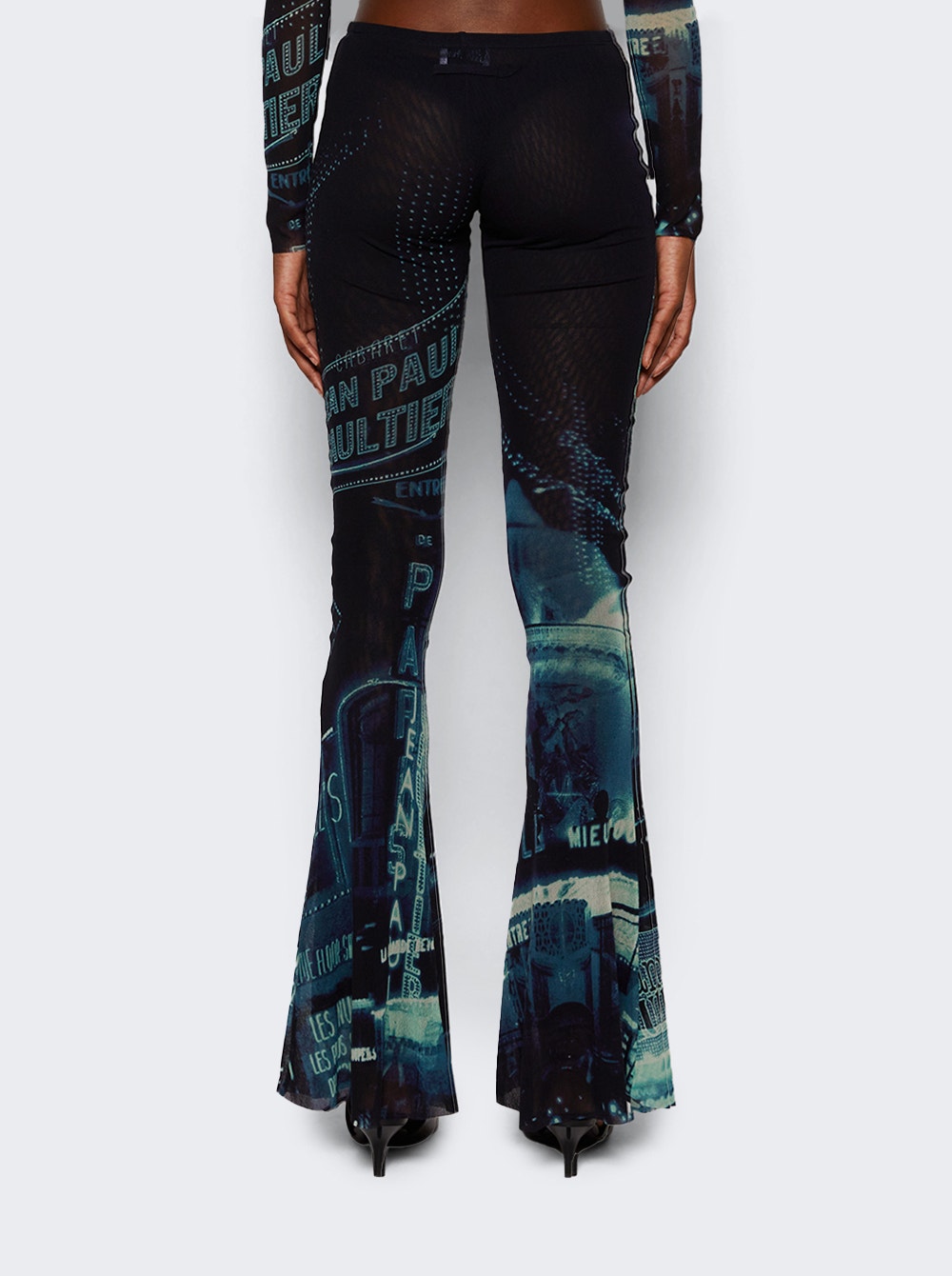 Women | Jean Paul Gaultier | Mesh Flare Pants | Blue Pigalle Print