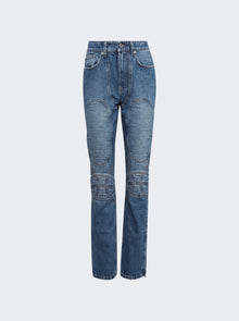 Women | Jean Paul Gaultier | Jeans With Lacing And Knee Bonding Detail | Vintage Blue