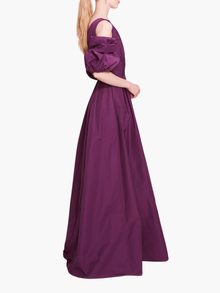 Taffeta Bubble Sleeve Gown | Eggplant
