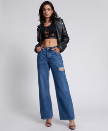 Jackson Mid Waist Wide Leg Denim Jeans | Rosewood