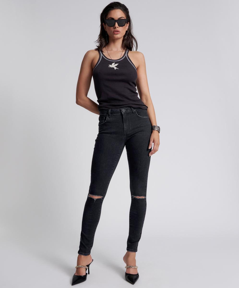 Freebirds Ii High Waist Stretch Skinny Denim Jeans | Black