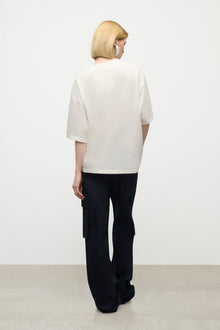 Embroidered Flower Cargo Pant | Midnight Blue